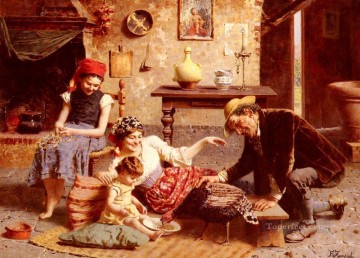Un país de familia feliz Eugenio Zampighi Pinturas al óleo